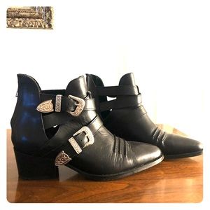 The Kooples Leather Buckle Booties